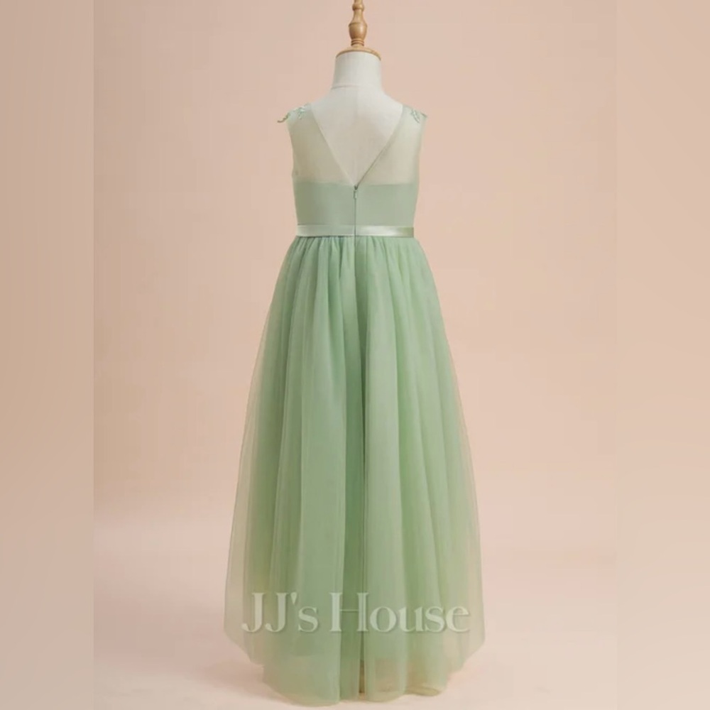 JJ’s House - A-line Scoop Asymmetrical Lace/Tulle Flower Girl Dress - Picture 3 of 6
